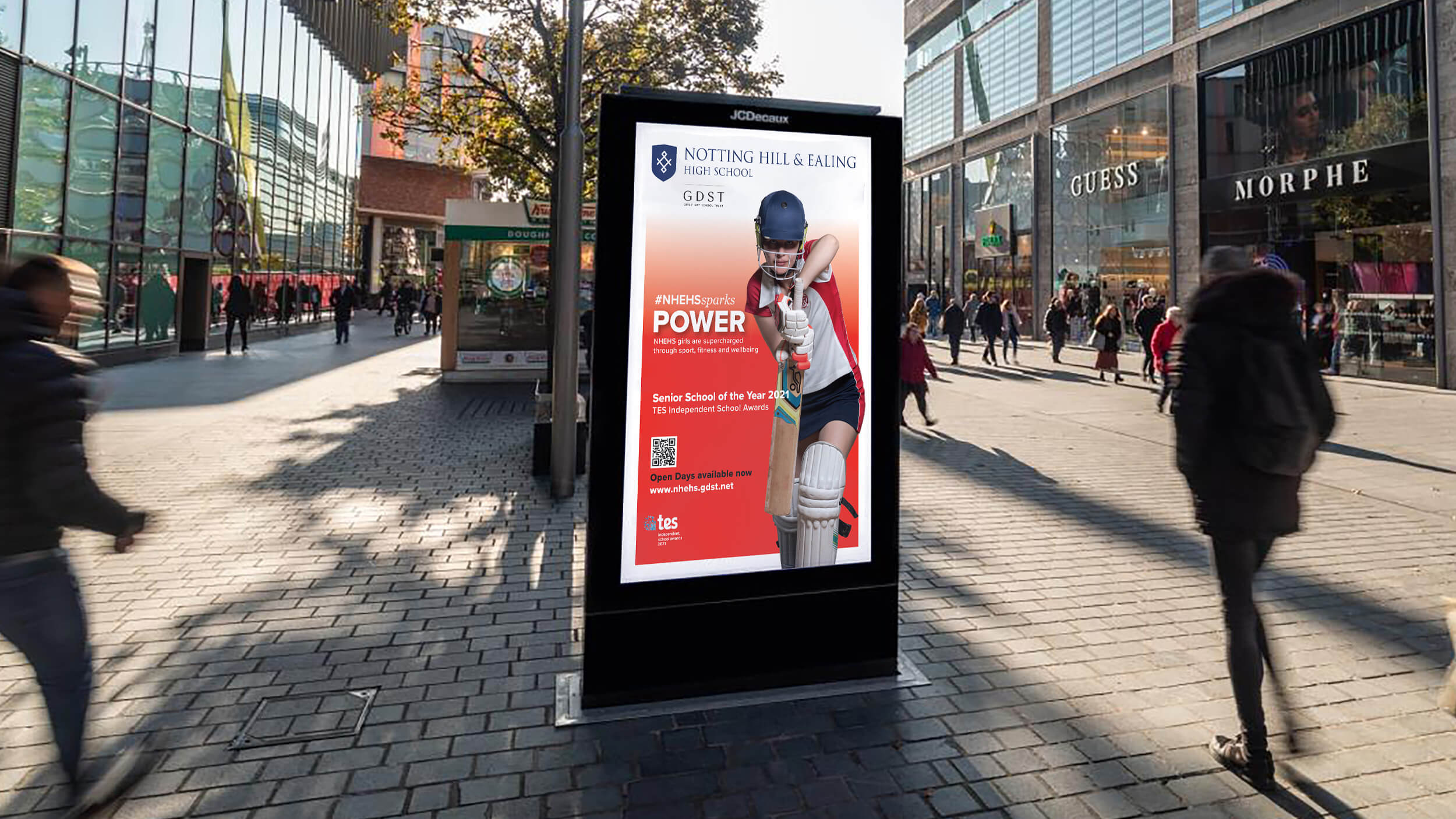 Notting Hill & Ealing High School for Girls 'Sparks Power' campaign digital screen