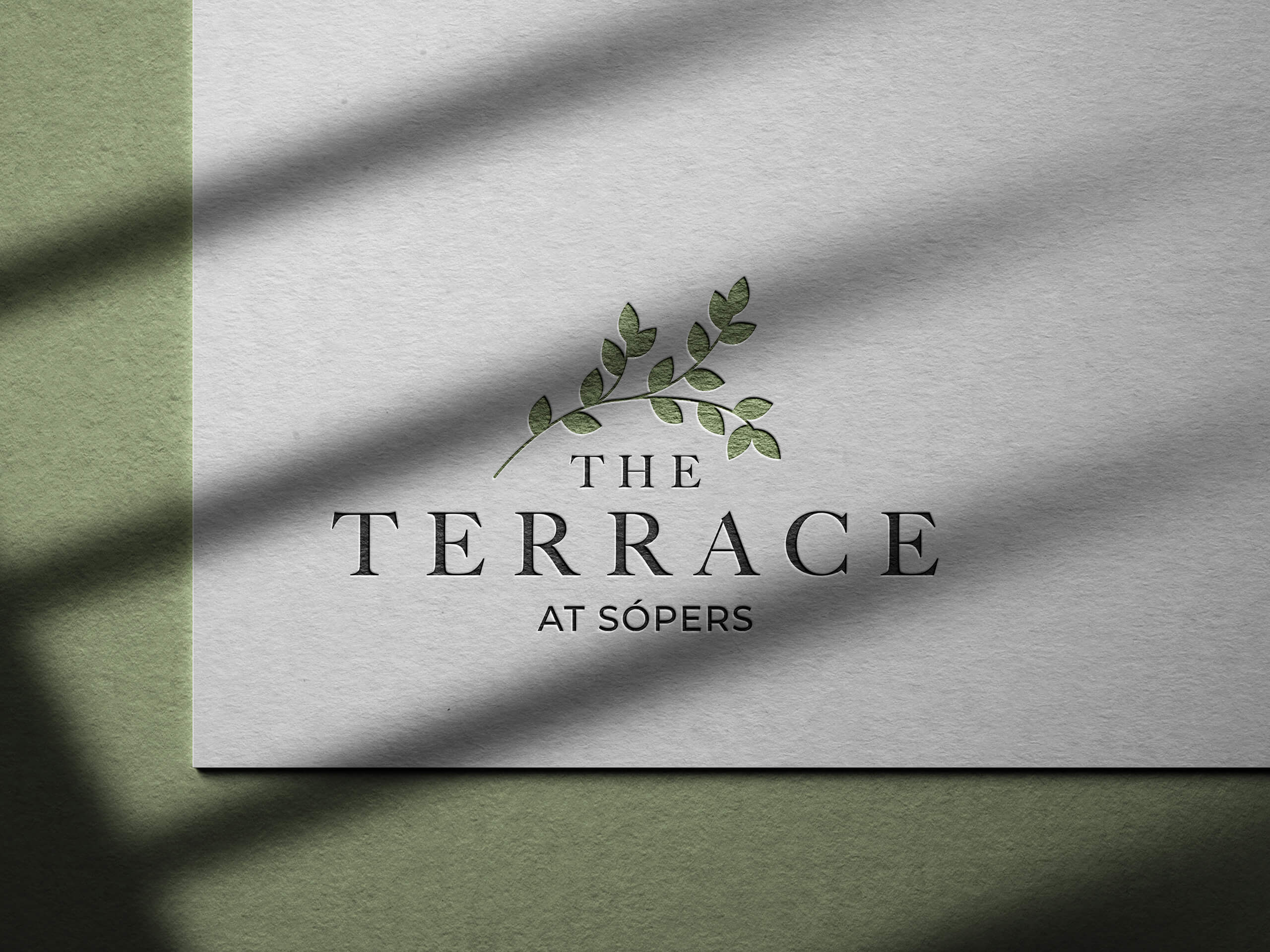 Embossed logo for The Terrace at Sopers